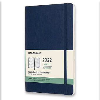 Obrázek produktu Diář Moleskine 2022 - měkké desky - L, týdenní, modrý