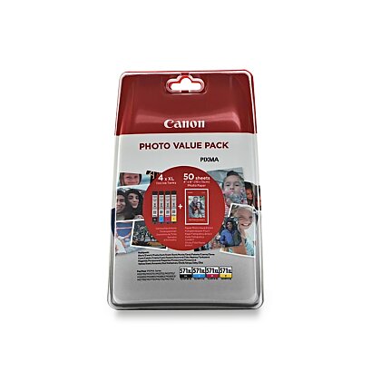 Obrázok produktu Canon - kazeta CLI-571 XL, CMYK + 50x PP-201 pre atramentové tlačiarne