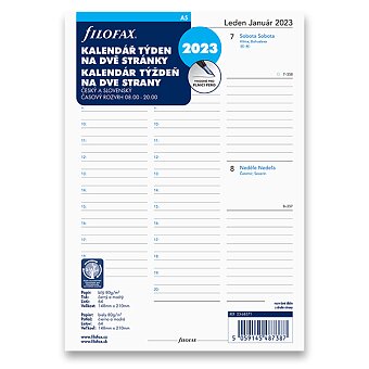 Obrázek produktu Týdenní kalendář 2023, týden/2 strany, Čj - náplň A5 diářů Filofax