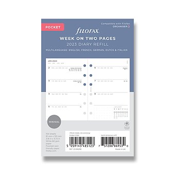 Obrázek produktu Týdenní kalendář Minimal 2023 - náplň kapesních diářů Filofax