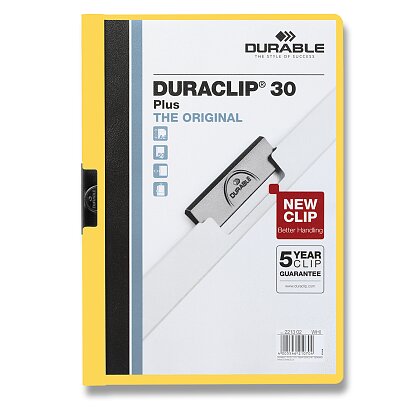 Obrázok produktu Durable Duraclip - plastový rýchloviazač s klipom - na 30 listov, A4, žltý