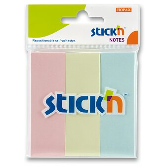Obrázek produktu Samolepicí záložky Hopax Stick’n Notes - 76 x 25 mm, 3 × 50 listů, pastelové