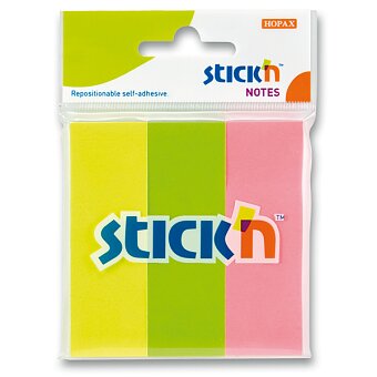 Obrázek produktu Samolepicí záložky Hopax Stick’n Notes - 76 x 25 mm, 3 × 50 listů, neonové