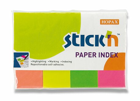 Obrázek produktu Samolepicí záložky Hopax Stick’n Index Notes - 50 x 20 mm, 4 × 50 listů