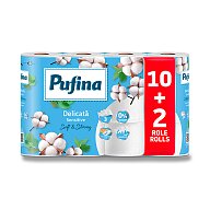 Pufina Sensitive - toaletný papier - 3vrstvový, návin 18,9 m, 140 útržkov, 12 roliek