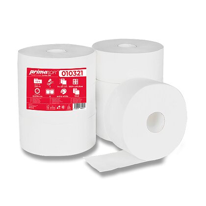 Obrázok produktu PrimaSoft Jumbo - toaletný papier - 2vrstvový, návin 250 m, 6 ks