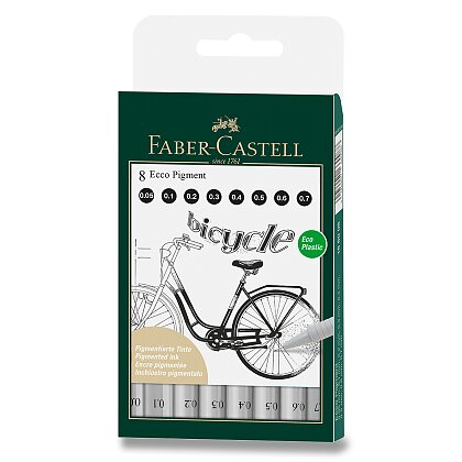 Obrázok produktu Faber-Castell Ecco Pigment - popisovač - sada 8 ks, čierne, rôzne hroty