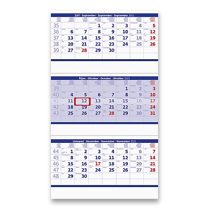 Product image Tříměsíční kalendář skládaný 2021 - nástěnný pracovní kalendář - modrý