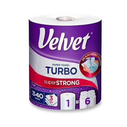 Obrázok produktu Velvet Turbo - papierové kuchynské utierky - 3vrstvové, 340 útržkov