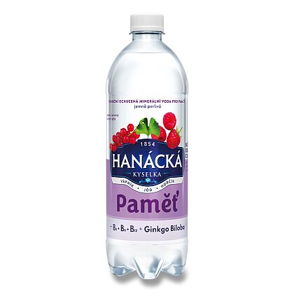 Product image Hanácká kyselka Paměť - flavored mineral water - currant, raspberry and ginkgo, 700 ml