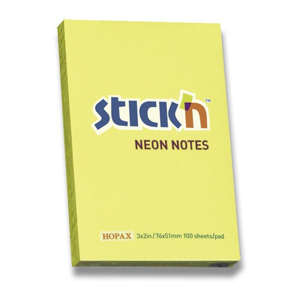 Samolepicí bloček Hopax Stick’n Notes Neon žlutý