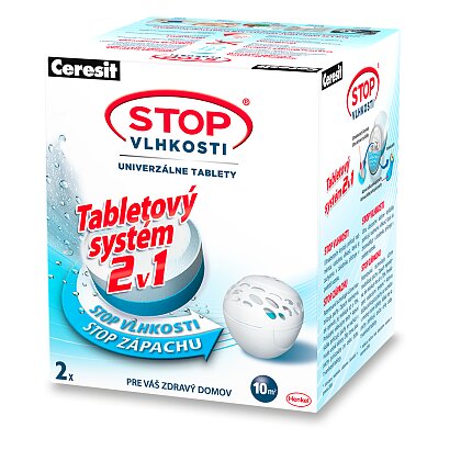 Obrázok produktu Ceresit Stop vlhkosti Micro - náhradná tableta 2 v 1, 2 ks, 2 x 300 g