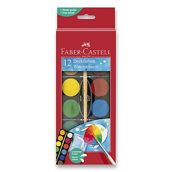 Obrázek produktu Vodové barvy Faber-Castell - 12 barev, průměr 24 mm