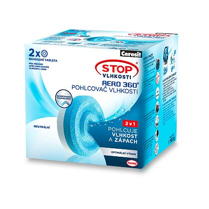 Obrázok produktu Ceresit Stop vlhkosti - náhradné tablety Aero 360° - neutrálne, 2×450 g