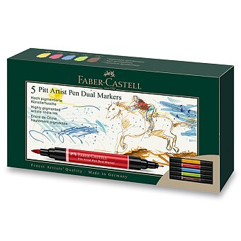 Obrázek produktu Popisovač Faber-Castell Pitt Artist Pen Dual Marker - sada 5 ks