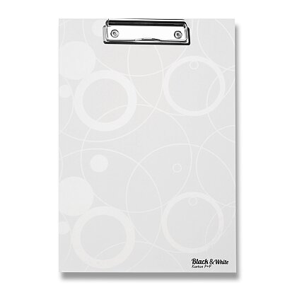 Obrázok produktu PP Black & White - písacia podložka s klipom - A4, biela
