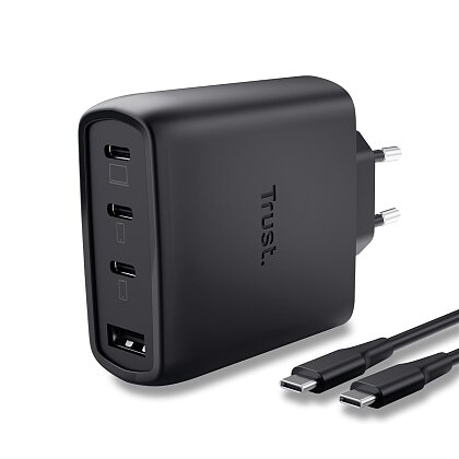 Product image Trust Maxo - USB GaN nabíječka - 4 porty, 3x USB-C, 1 x USB-A, 65W, 2 m, černá