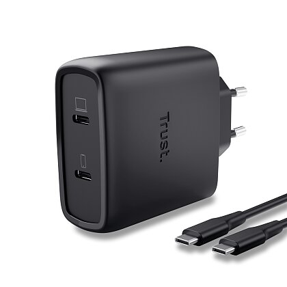 Obrázok produktu Trust Maxo - USB-C GaN nabíjačka - 2 porty, 65W, 2 m, čierna