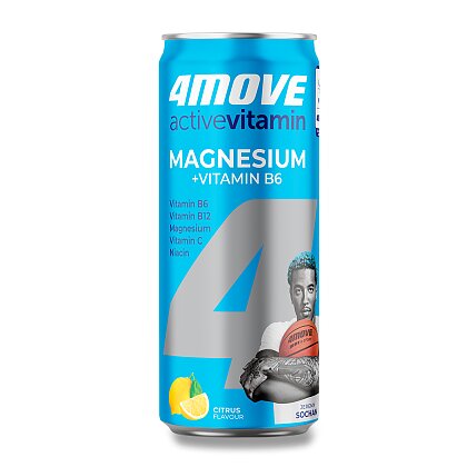 Obrázek produktu 4Move Active Vitamin Magnesium - sycený nápoj - plech, 330 ml