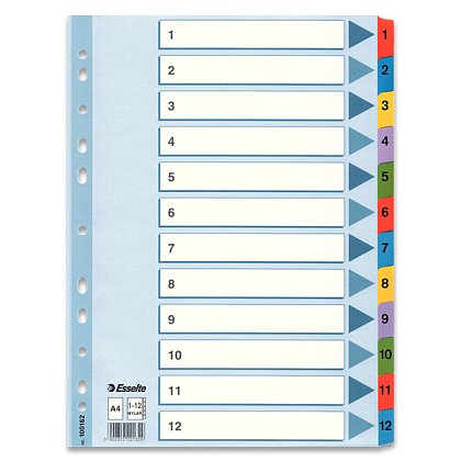 Obrázek produktu Esselte Mylar - kartonový rozlišovač - 12 listů, se štítky 1-12