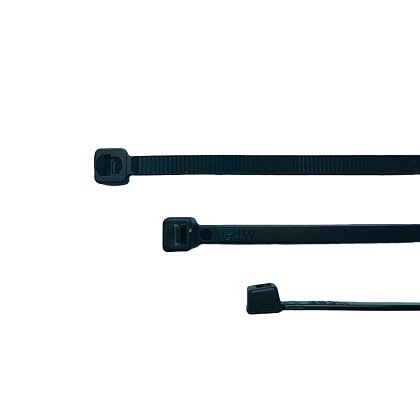 Obrázek produktu Pásek stahovací - 380 × 7,6 mm, UV, 55 kg, černý, 100 ks