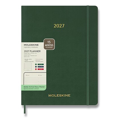 Obrázok produktu Moleskine Essential 2025-26 - 15-mesačný diár v mäkkých doskách - veľkosť XL, týždenný, tmavo zelený