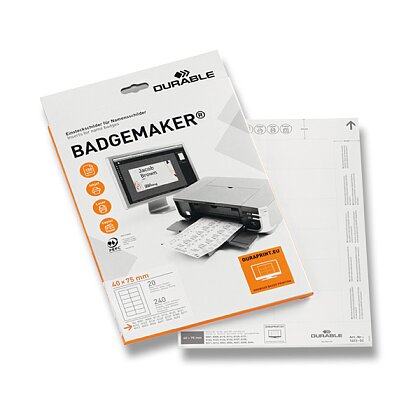 Obrázek produktu Durable Badgemaker - náhradní štítky - 40 x 75 mm, 240 ks