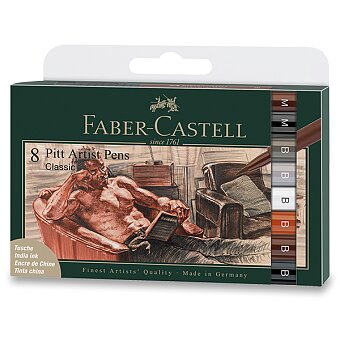 Obrázek produktu Popisovač Faber-Castell Pitt Artist Pen Brush Classic - sada 8 ks, různé hroty
