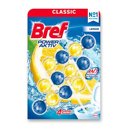 Obrázek produktu Bref Power Aktiv Classic - WC blok - Lemon, 3 x 50 g