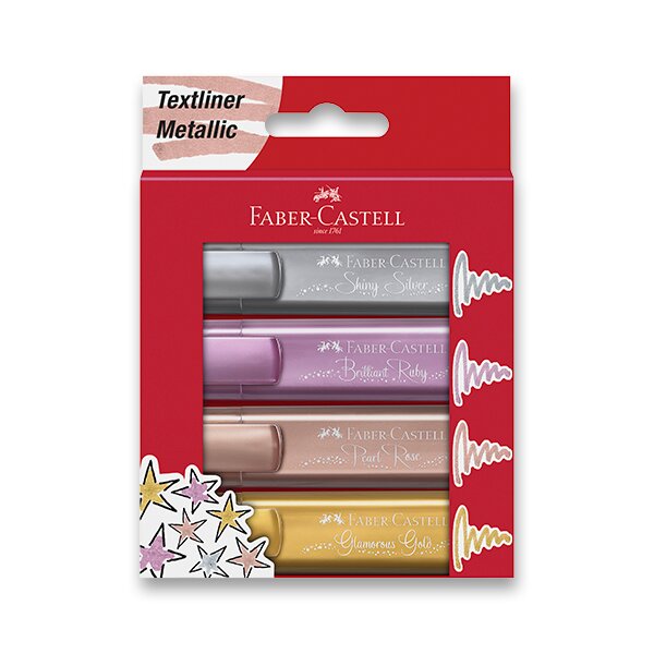 Zvýrazňovač Faber-Castell Textliner 46 Metallic sada 4 barev