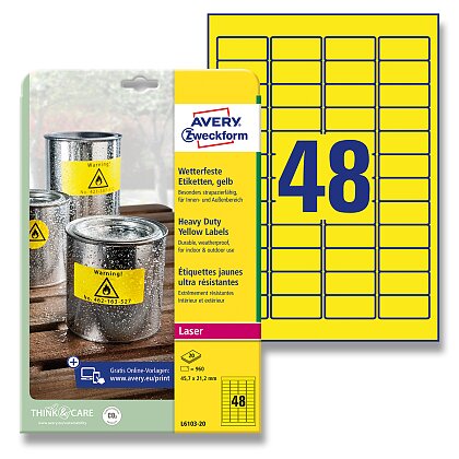 Product image Avery Zweckform - yellow PET labels - 45.7 x 21.2 mm, 960 labels