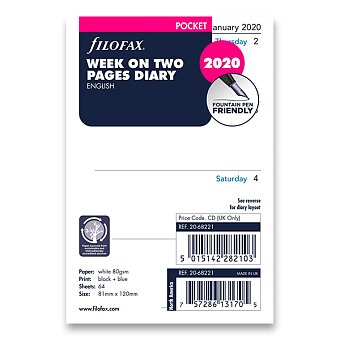 Obrázek produktu Týdenní kalendář 2020, Aj - náplň kapesních diářů Filofax