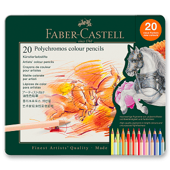 Obrázek produktu Farebné ceruzky Faber-Castell Polychromos - plechová krabička, 20 farieb
