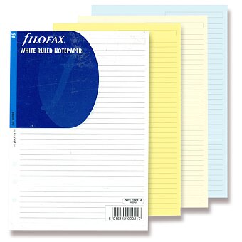 Obrázek produktu Poznámkový papír, linkovaný - náplň A5 k diářům Filofax, výběr barev