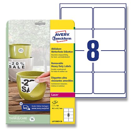 Obrázek produktu Avery Zweckform - nepermanentní PET etikety - 99,1 × 67,7 mm, 160 etiket