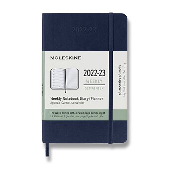 Obrázek produktu 18měsíční diář Moleskine 2022-23 - měkké desky - S, týdenní, modrý
