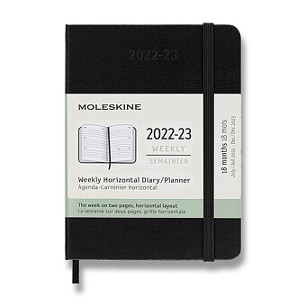 Obrázek produktu 18měsíční diář Moleskine 2022-23 - tvrdé desky - S, týdenní, horizontální, černý