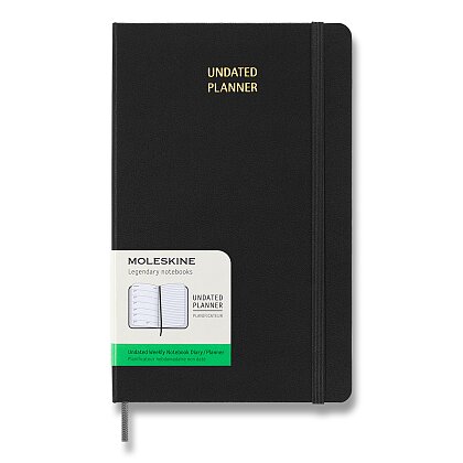 Obrázek produktu Moleskine UNI - nedatovaný diář v tvrdých deskách - velikost L, týdenní, černý