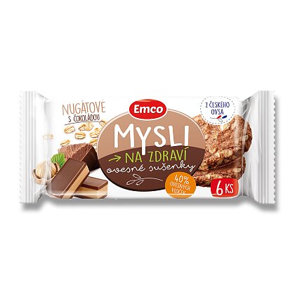 Obrázek produktu Emco Super Sušenky Bez Cukru - ovesné sušenky - nugátové s čokoládou, 60 g