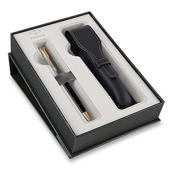 Obrázek produktu Parker Sonnet Silver &amp; Black GT - kuličková tužka, dárková sada s koženým pouzdrem