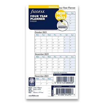 Obrázek produktu Roční plánovací kalendář 2020-2023, AJ - náplň osobních diářů Filofax