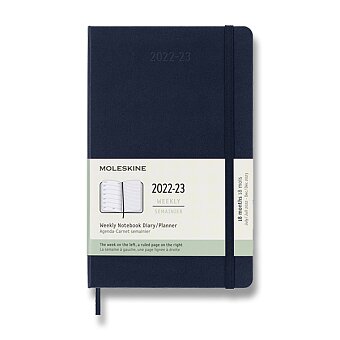 Obrázek produktu 18měsíční diář Moleskine 2022-23 - tvrdé desky - L, týdenní, modrý