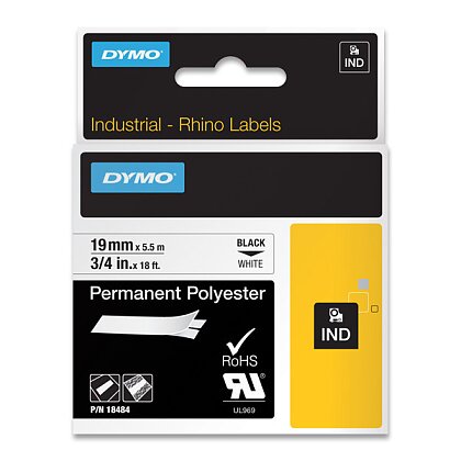 Obrázek produktu Dymo Rhino 18484  - originální polyesterová páska - černo-bílá, 19 mm x 5,5 m