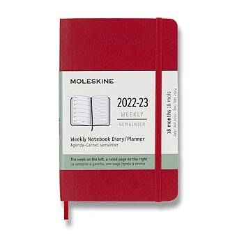 Obrázek produktu 18měsíční diář Moleskine 2022-23 - měkké desky - S, týdenní, červený