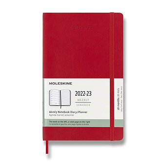 Obrázek produktu 18měsíční diář Moleskine 2022-23 - měkké desky - L, týdenní, červený