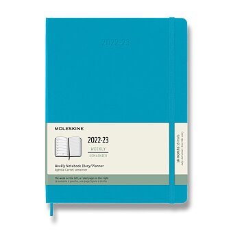 Obrázek produktu 18měsíční diář Moleskine 2022-23 - tvrdé desky - XL, týdenní, tyrkysový