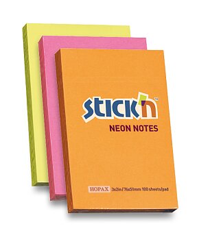Obrázek produktu Samolepicí bloček Hopax Stick’n Notes Neon - 76 × 51 mm, 100 listů, výběr barev