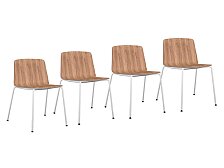 Set 4 ks židlí Kristalia Rama 4 nohy kovové bílé sedák dubový nepolstrovaný OUTLET