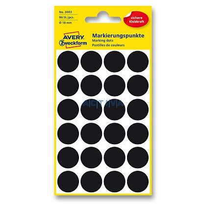 Obrázok produktu Avery Zweckform - guľaté etikety - priemer 18 mm, 96 etikiet, čierne