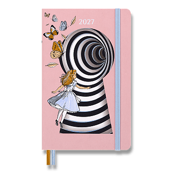 Obrázek produktu Diář Moleskine Alice in Wonderland 2027 - tvrdé desky - L, týdenní, růžový